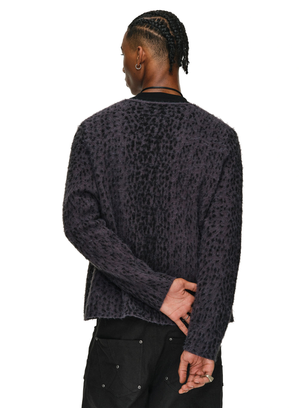 ANTIDOTE Dark Leopard Brushed Knit Cardigan