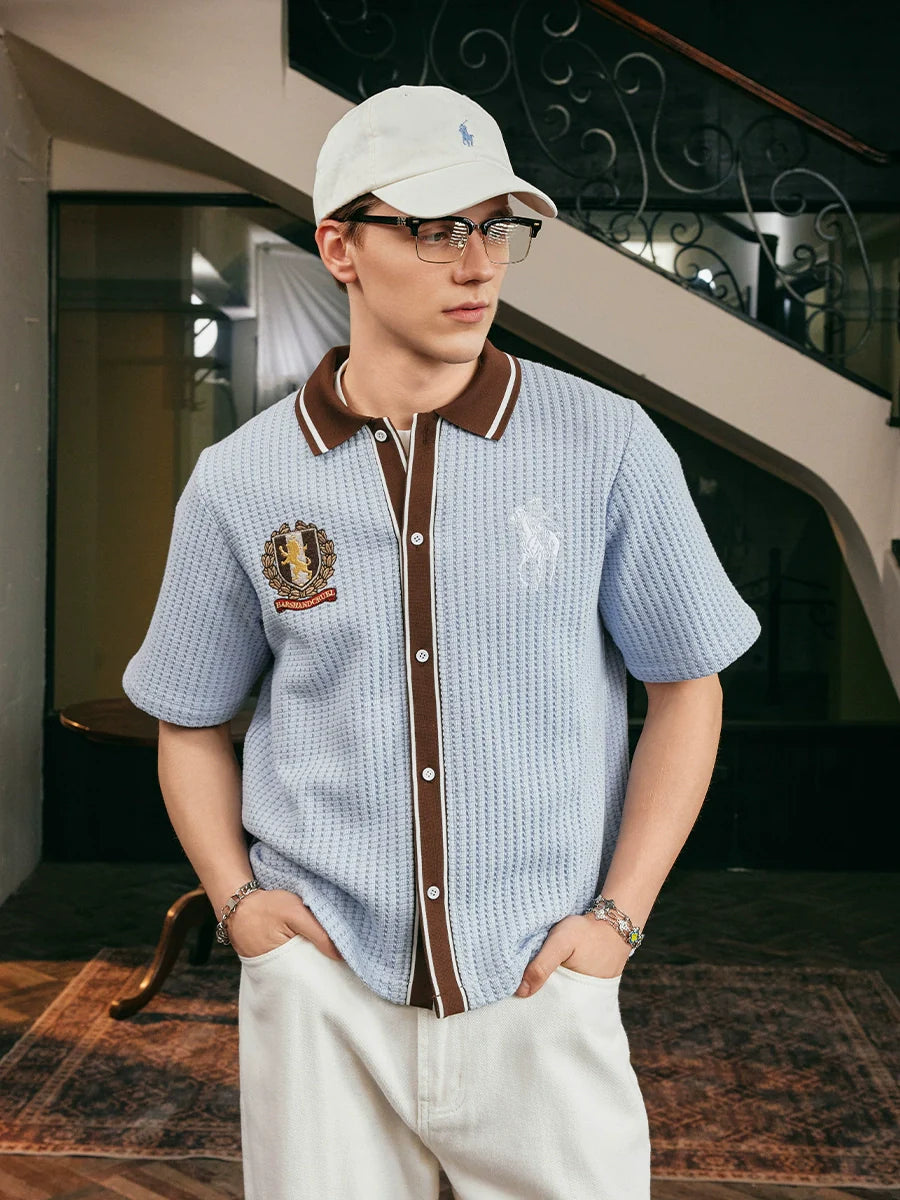 Harsh and Cruel Vacation Color Block Knit Shirt