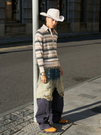 STEEPC Layered Design Washed Distressed Baggy Jeans