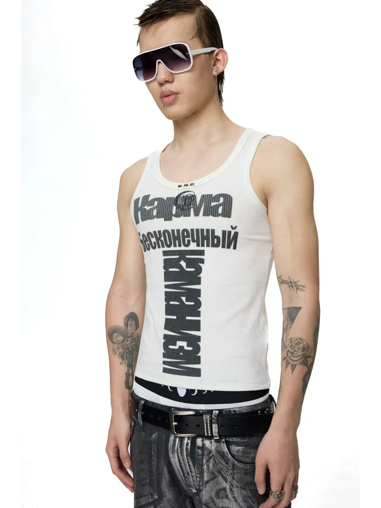 KARMANISTIC Logo Print Slim Tank Top