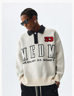 MEDM Patchwork Striped Elbow Knit Sweater