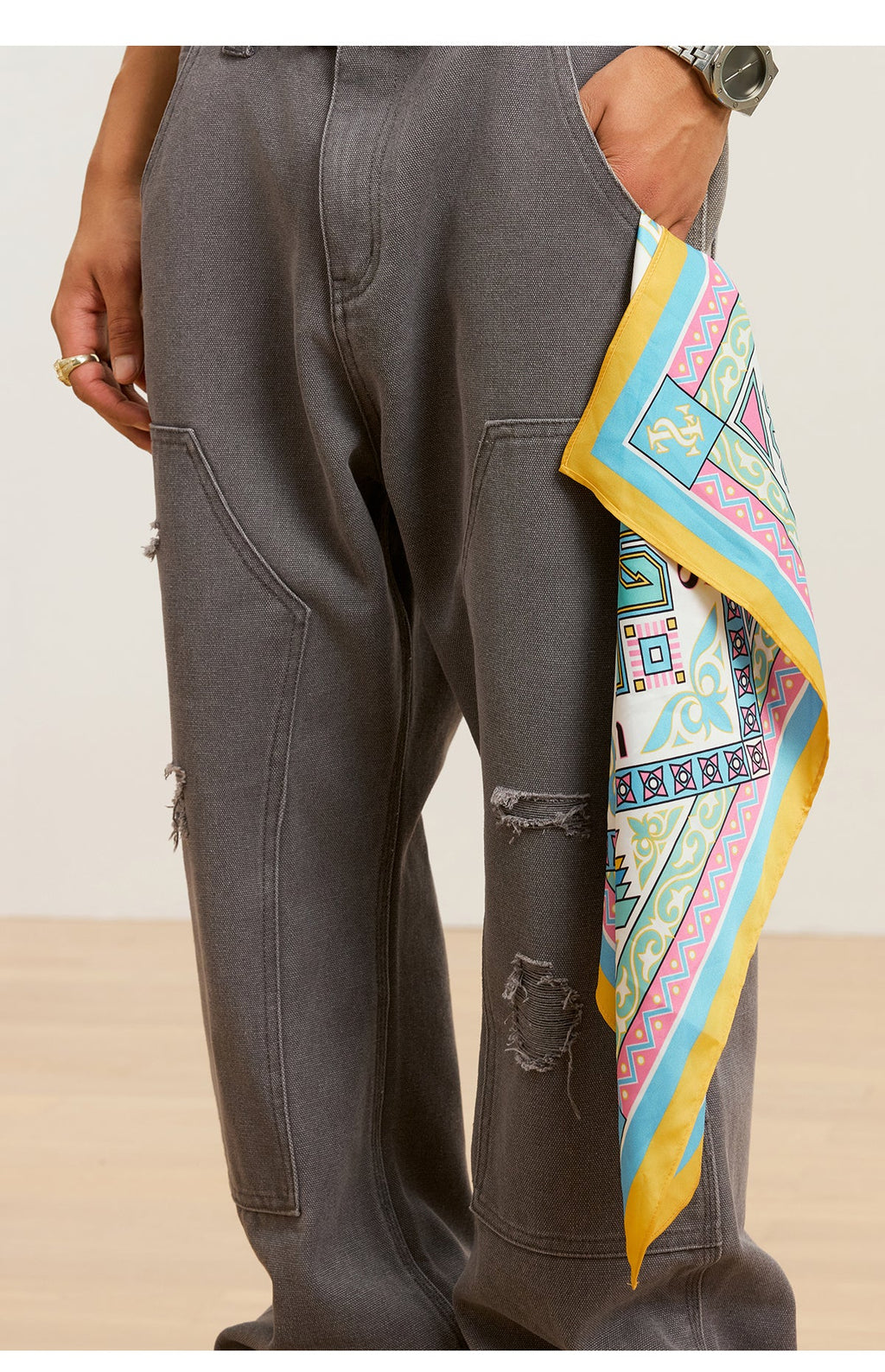 Small Town Kid Geometric Pattern Square Scarf