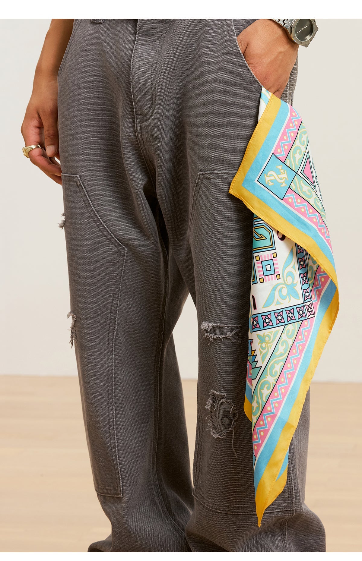 Small Town Kid Geometric Pattern Square Scarf