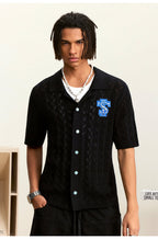 Small Town Kid Ethnic Logo Patch Crochet Knit Hawaiian Shirt
