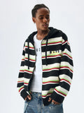 MEDM Colorful Stripes Zip-Up Knit Hoodie
