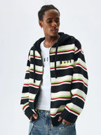MEDM Colorful Stripes Zip-Up Knit Hoodie