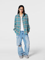 Achock Blue Plaid Long Sleeved Flannel Shirt