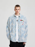 Achock Rose Embroidery Washed Long Sleeved Shirt