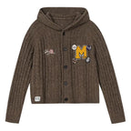 MEDM Stripe Knit Hooded Cardigan