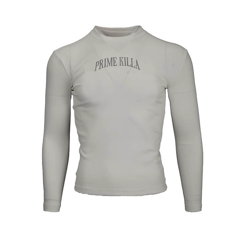 TGFCLUB PRIME KILLA Rhinestone Stretch Slim Fit Long Sleeve Tee