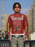 TGFCLUB Heavy Embroidery Racing Leather Jacket