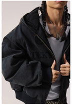 Remedy Embroidered Washed Hooded Bomber Jacket