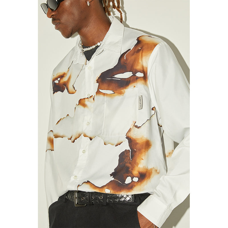 EMPTY REFERENCE Gray And White Ash Long Sleeve Shirt