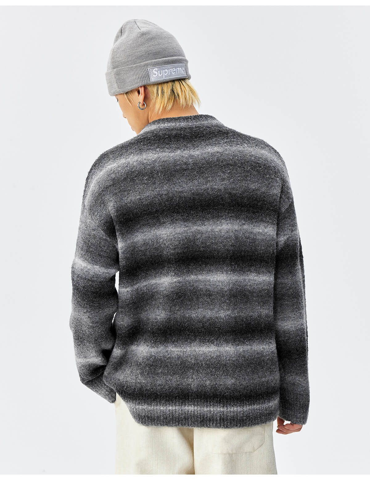MEDM Logo Patch Rainbow Gradient Knit Sweater