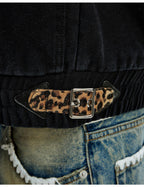 MEDM Leopard Collar Belted Work Jacket