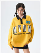 MEDM Patchwork Striped Elbow Knit Sweater