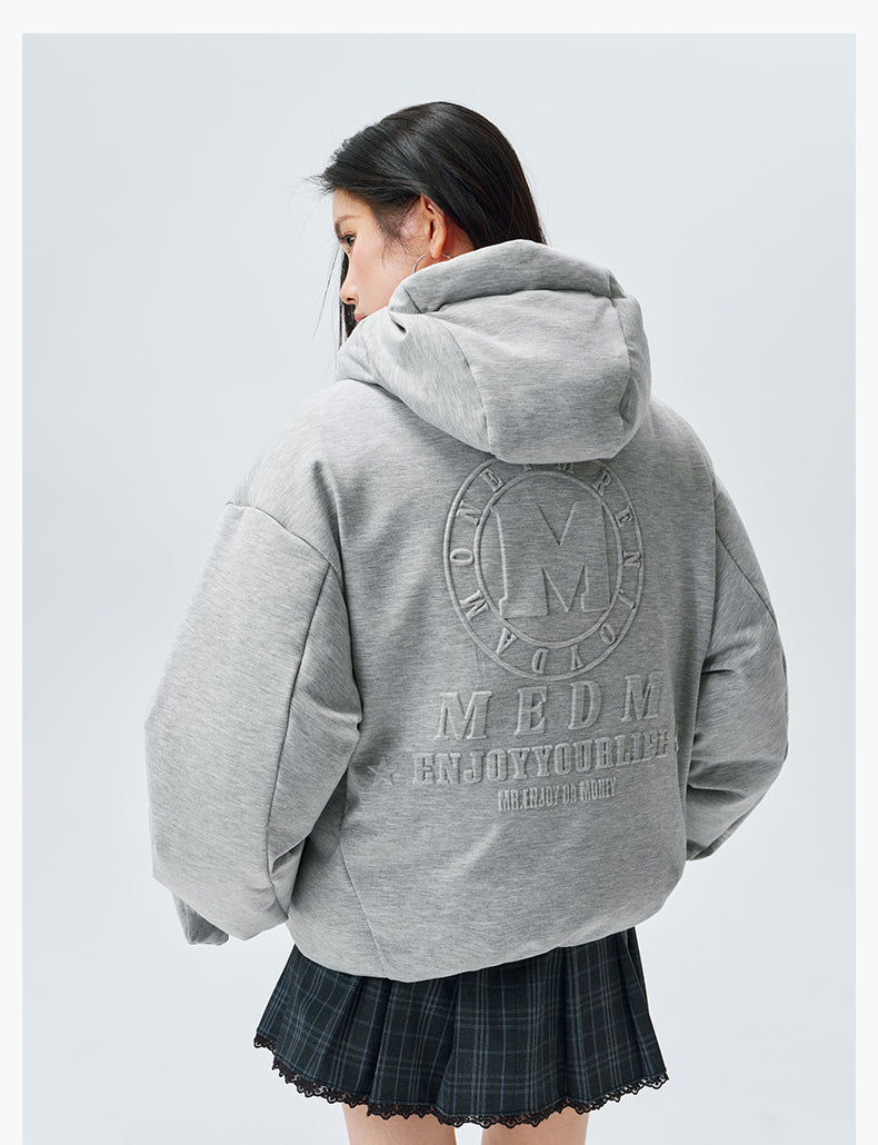 MEDM Embossed Logo Hooded Down Jacket
