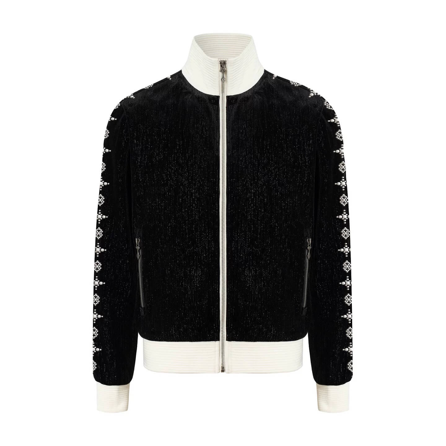 YADcrew Silver Thread Velvet Pearl Track Jacket