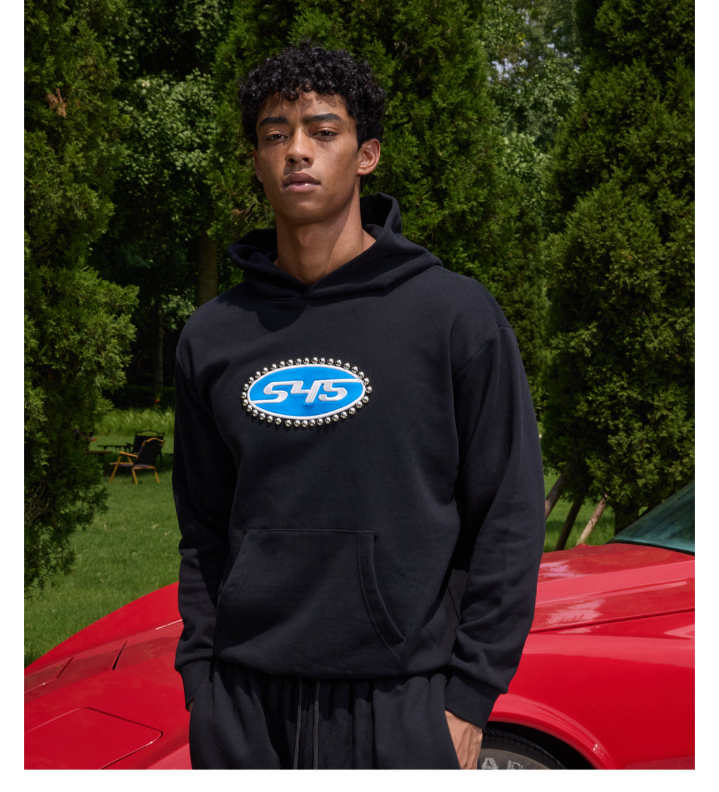 S45 Patch Embroidered Studded Logo Hoodie