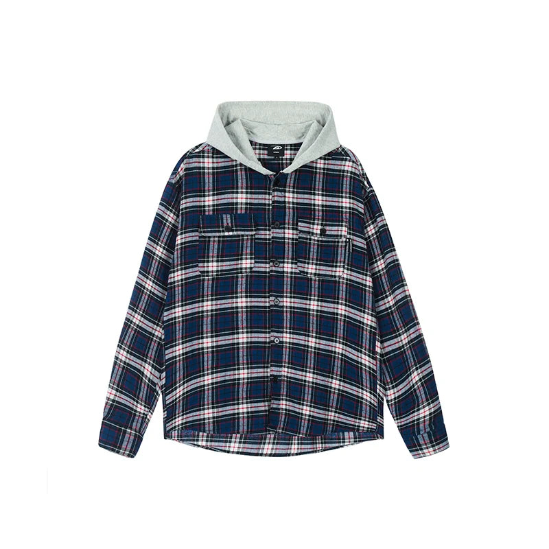 Achock Plaid Hooded Long Sleeved Shirt