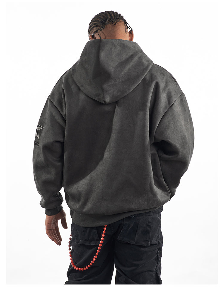 F3F Select Embroidered Faux Suede Hoodie