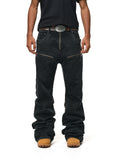 ANTIDOTE Studded Punk Zipper Flared Jeans