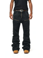 ANTIDOTE Studded Punk Zipper Flared Jeans