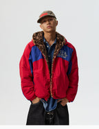 MEDM Reversible Leopard Fur Hooded Track Jacket