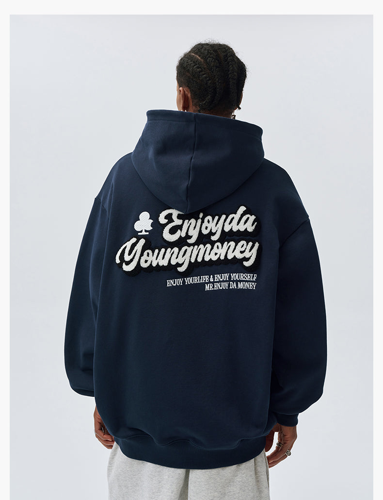MEDM Towel Applique Embroidery Zip-Up Hoodie