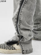 JHYQ Slim Zipper Openings Printed Denim Jeans