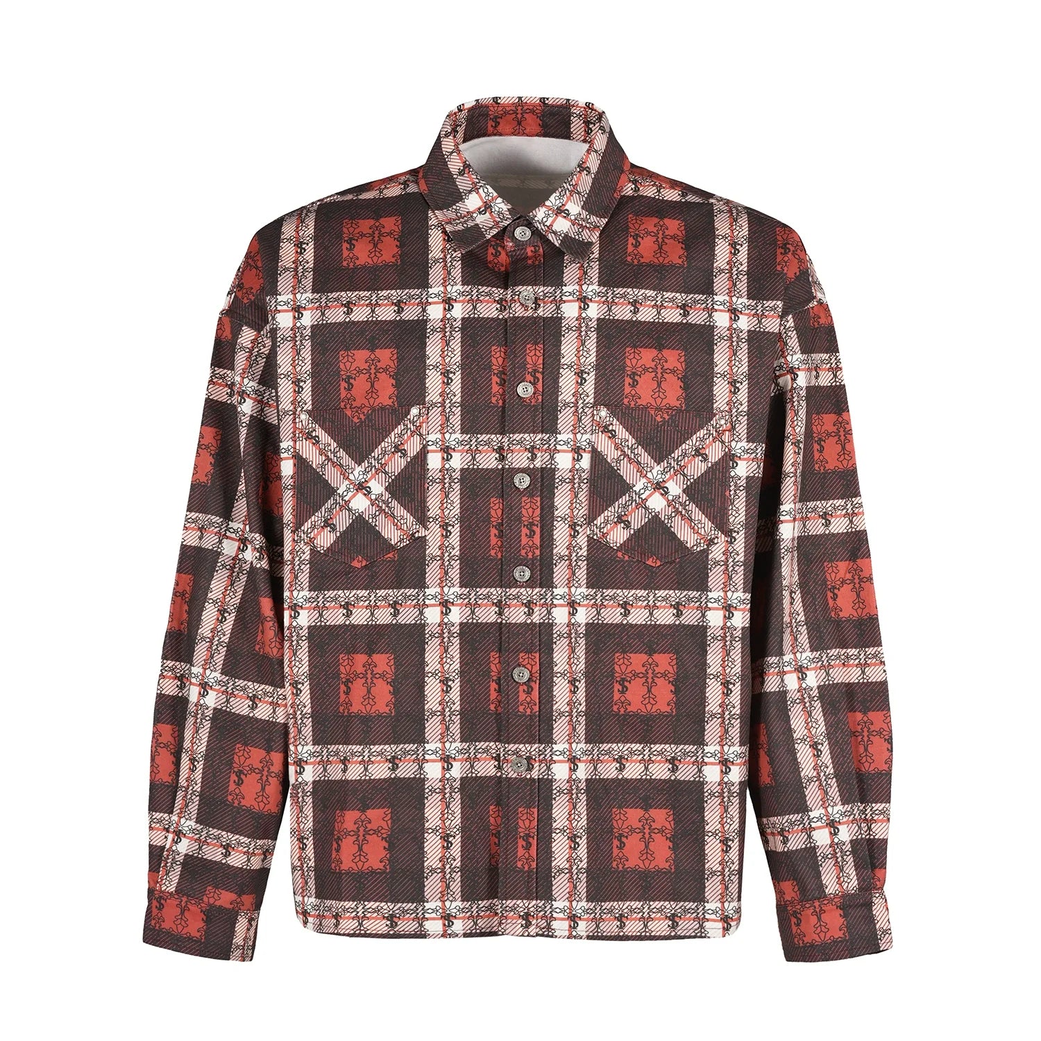 Small Town Kid Cross Logo Original Plaid Full-Print Long Sleeve Shirt