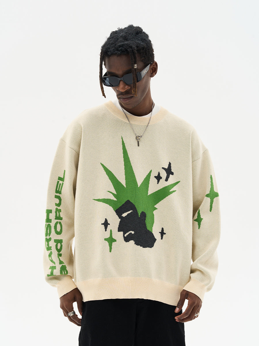 Harsh and Cruel Punk Head Knit Sweater