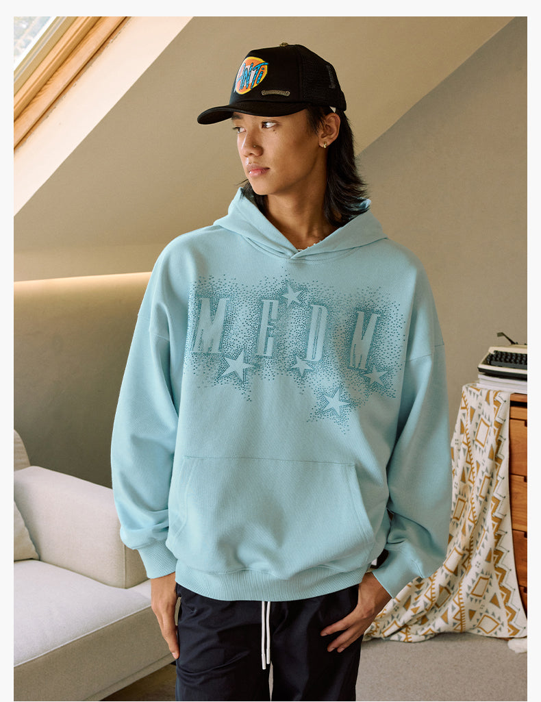 MEDM Rhinestone Star & Logo Hoodie