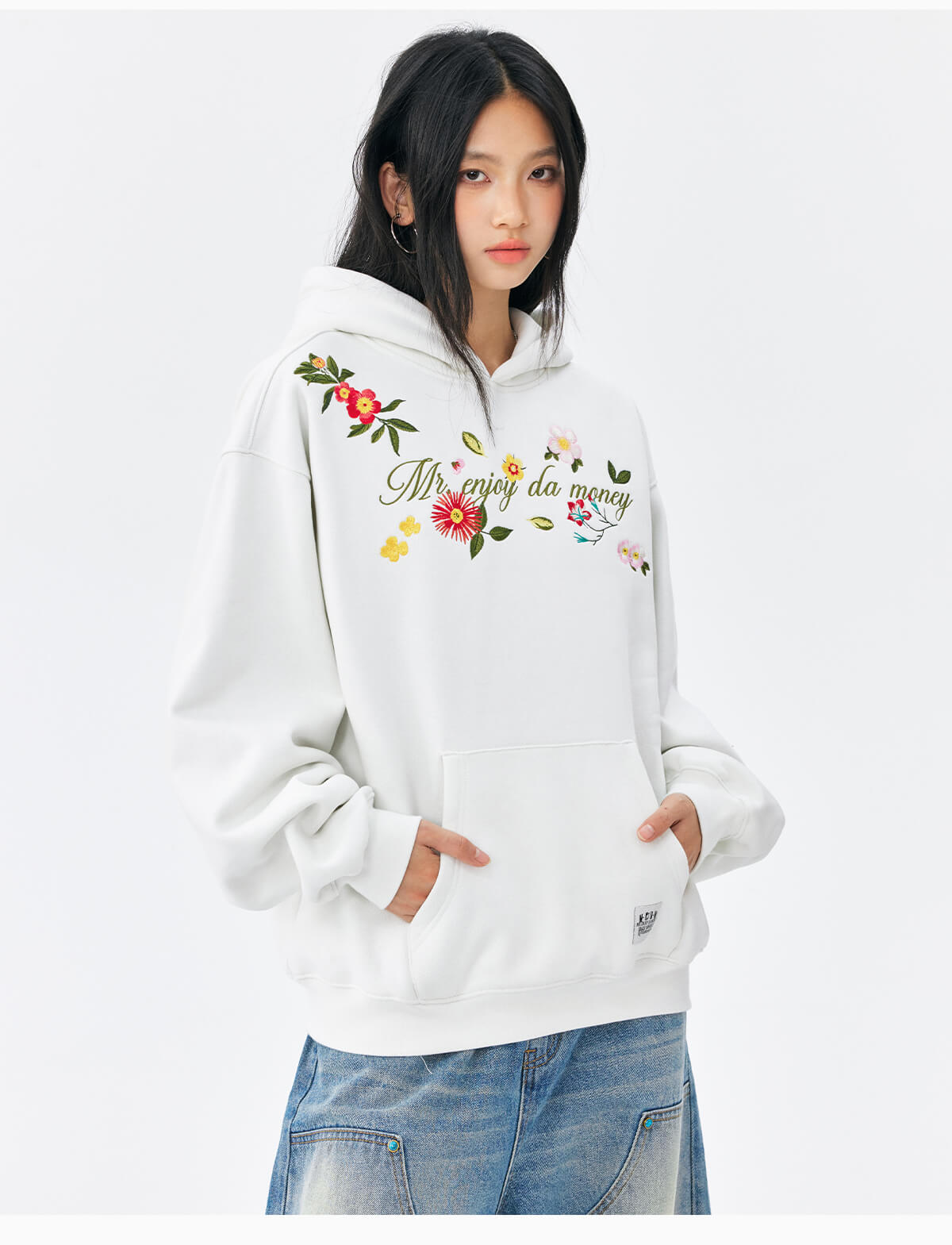 MEDM Colorful Floral Embroidered Hoodie
