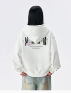 MEDM Floral Logo Embroidered Zip Up Hoodie