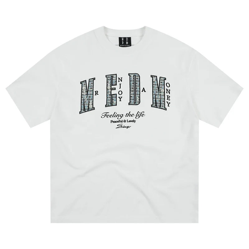 MEDM Patch Embroidered Pearl Tee