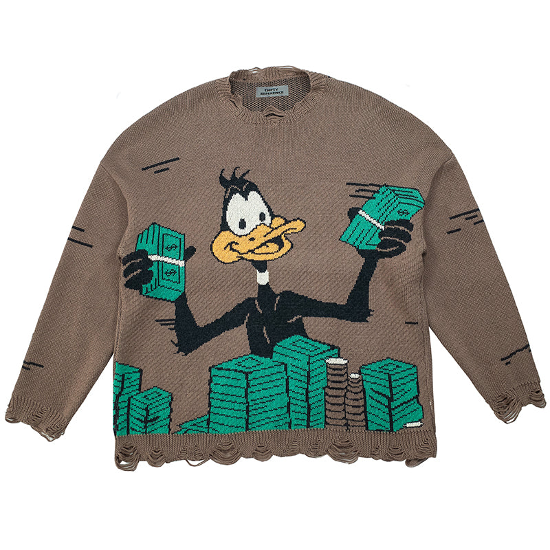 EMPTY REFERENCE Duck Cartoon Knit Sweater