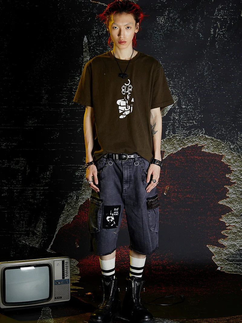 VENTUREK Washed Gun Cracked Print Tee