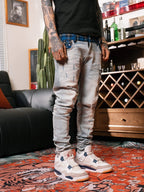 TGFCLUB Plaid Patchwork Waistband Skinny Jeans