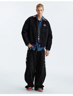 MEDM Ethnic Collar Patch Pocket Quilted Lined Work Jacket