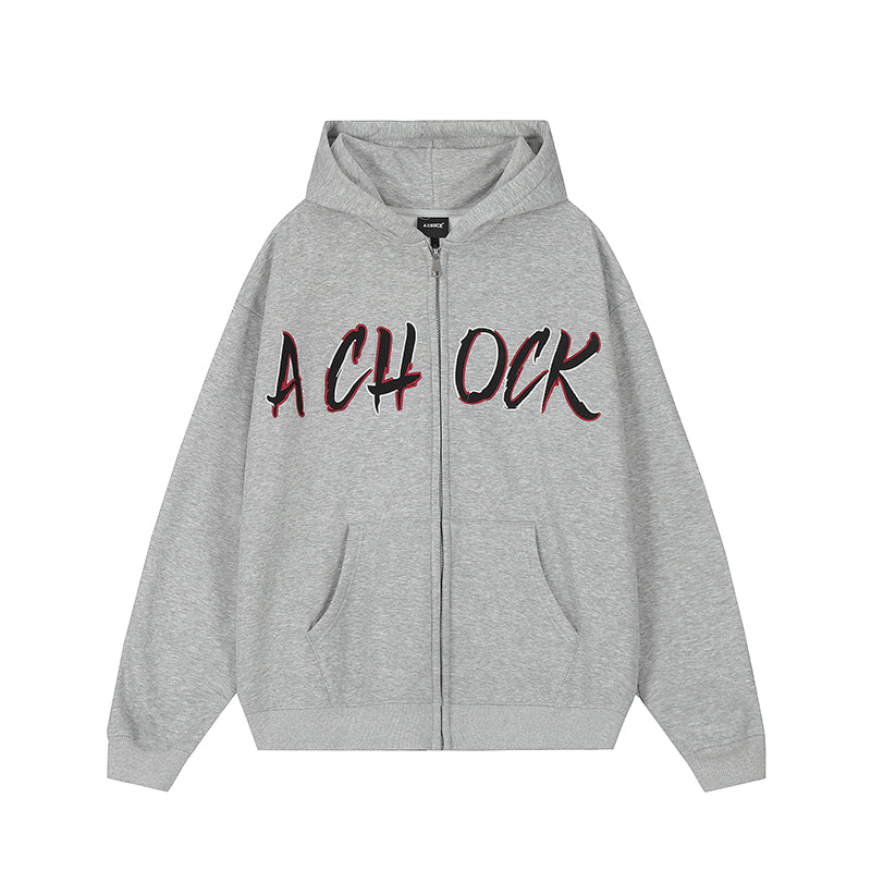 Achock Embroidery Logo Zipper Hoodie