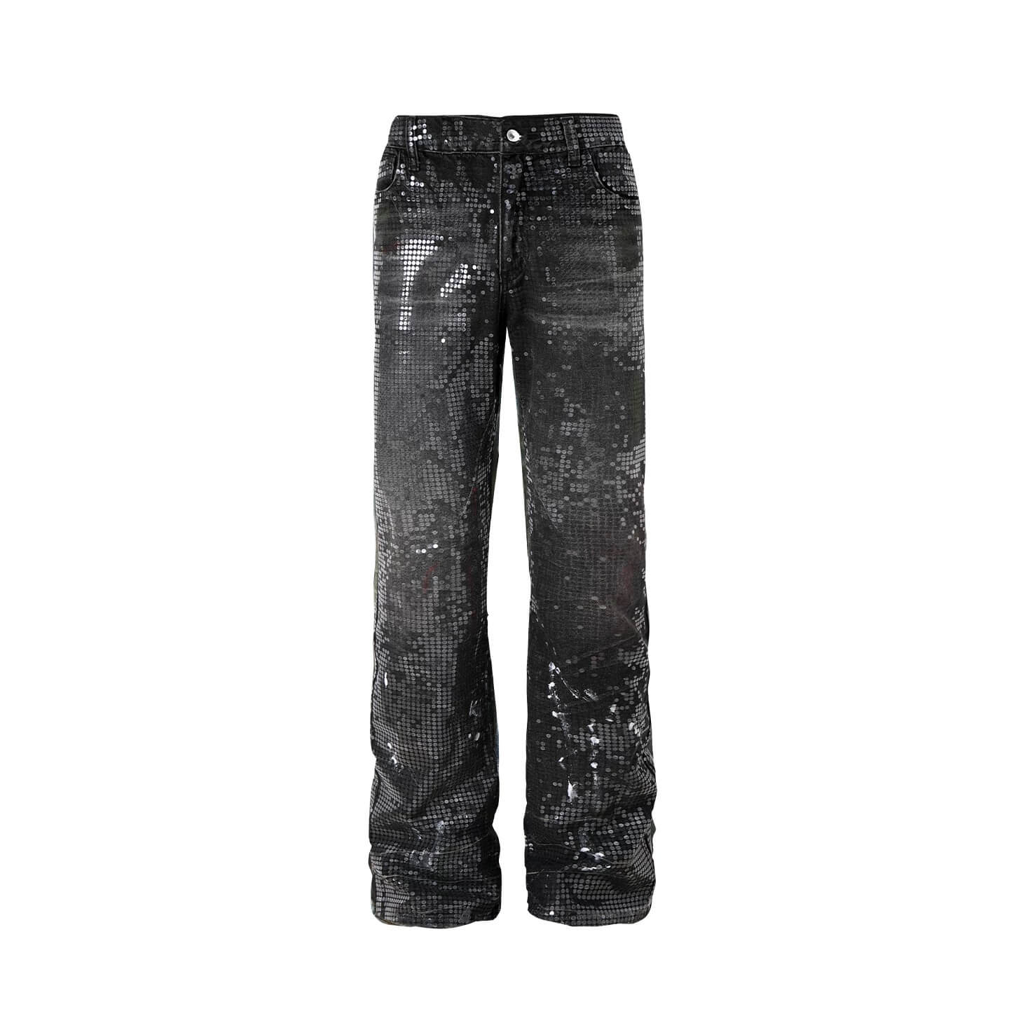 Night Lab All Over Sequined Distressed Jeans