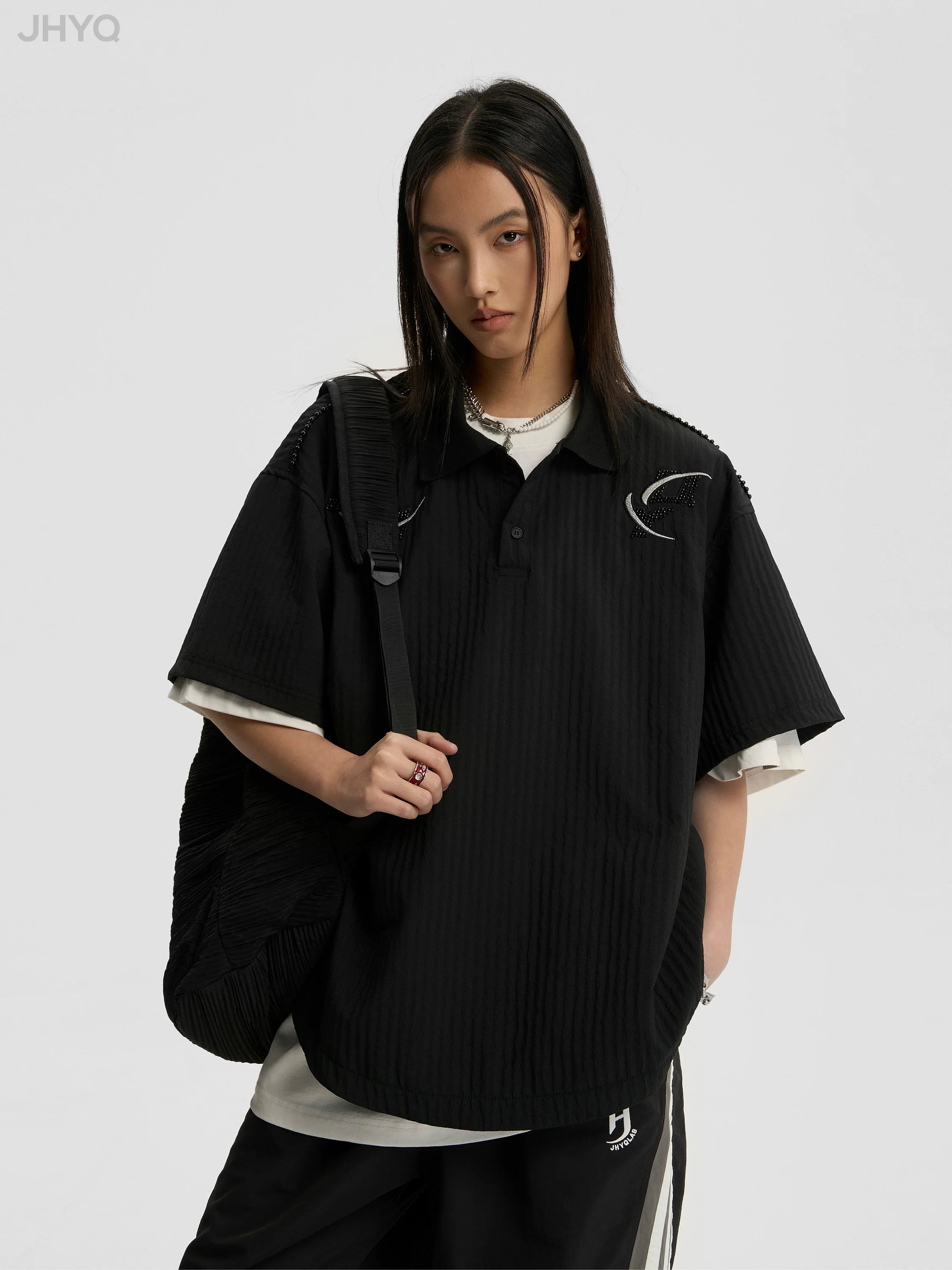 JHYQ Beaded Embroidery Short Sleeved Polo