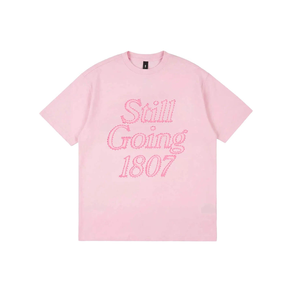 1807 Still Going Print Rhinestone Short Sleeve Tee