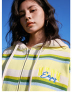 MEDM Colorful Stripes Zip-Up Knit Hoodie