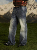 S45 Ethnic Trim Back Pocket Washed Jeans