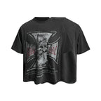 RUSURE Vintage Cross Skull Washed Tee