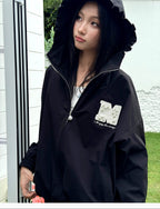 MEDM Pearl Logo Lace Hooded Zip Jacket
