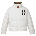MEDM Leopard Collar Logo Patch Down Jacket