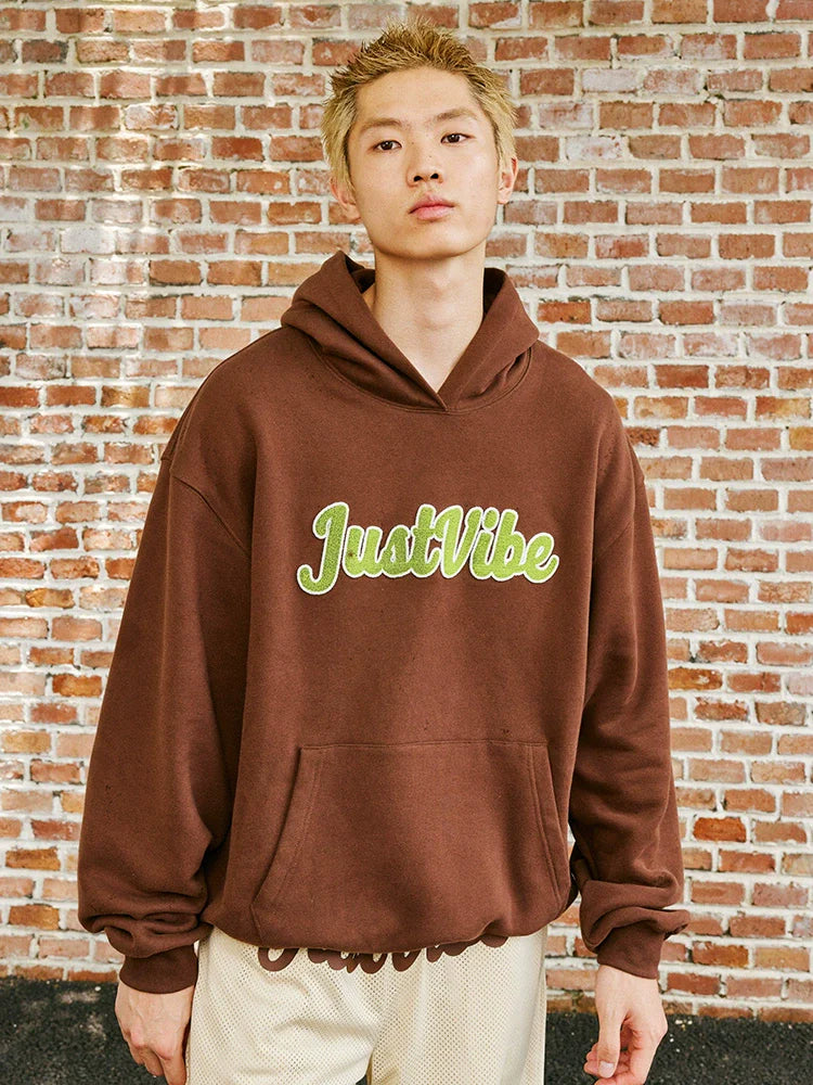 JUST VIBE Terry Embroidered Logo Hoodie
